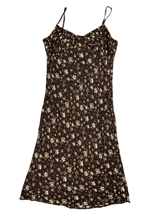 GAP Dresses & Skirts - GAP Brown Beige Floral Midi Dress 90s Inspired Size Large